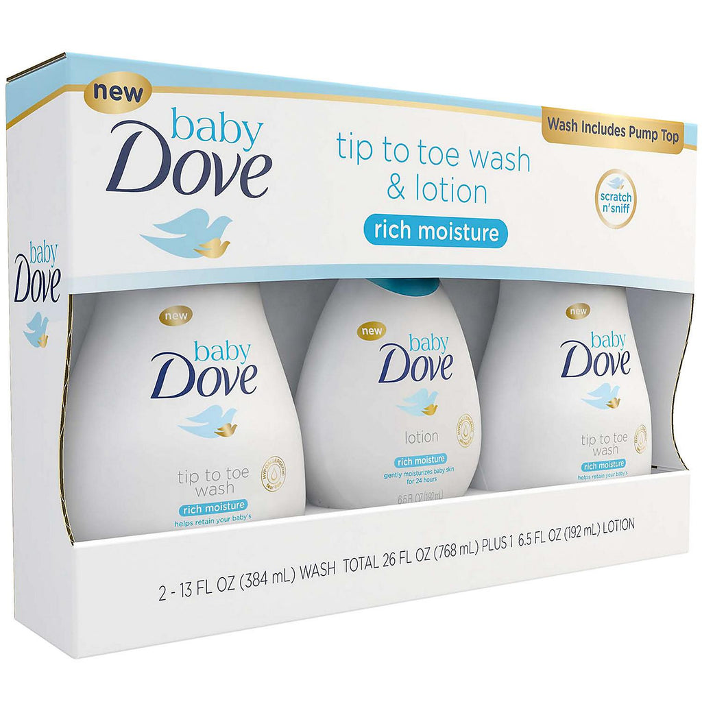 Baby Dove Tip to Toe Wash & Lotion (2 - 13 fl. oz. & 1 - 6.5 fl. oz.)