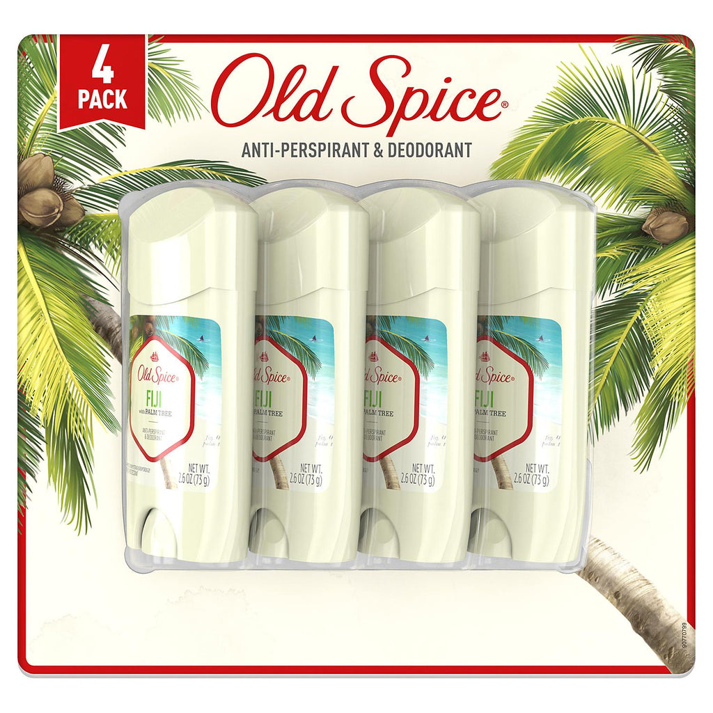Old Spice Invisible Solid Antiperspirant Deodorant for Men Fiji with Palm Tree Scent Inspired by Nature (2.6 oz., 4 pk.)