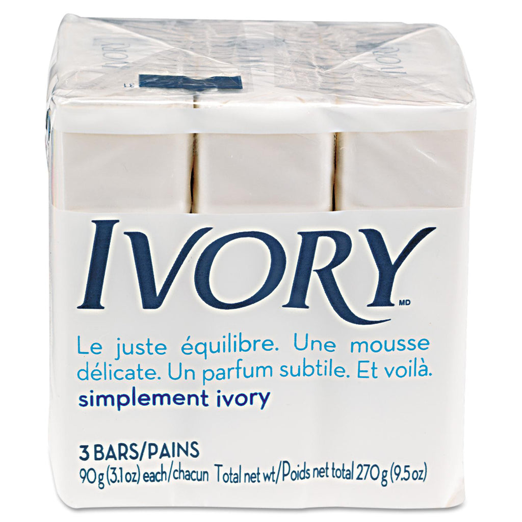 Ivory - Individually Wrapped Bath Soap, White, 3.1oz Bar - 72/Carton