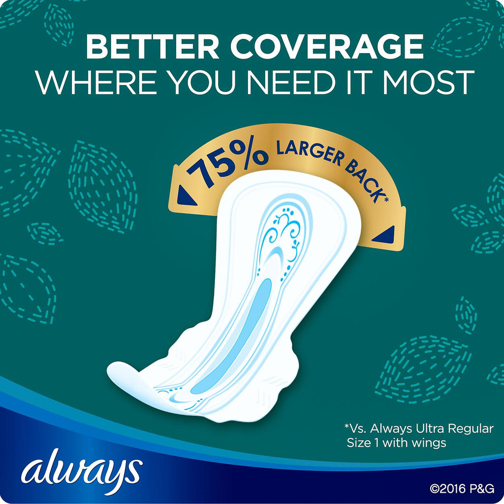 Always Ultra Thin, Size 5, Extra Heavy Overnight Pads With Wings, Unscented (72 ct.)