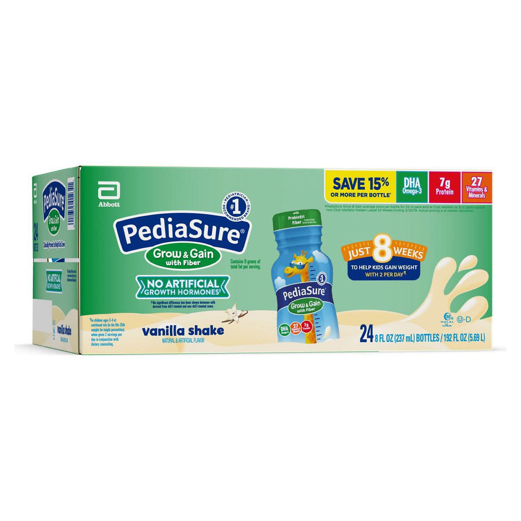 PediaSure Grow & Gain Nutritional Shake with Fiber for Kids, Vanilla (8 fl. oz., 24 pk.)