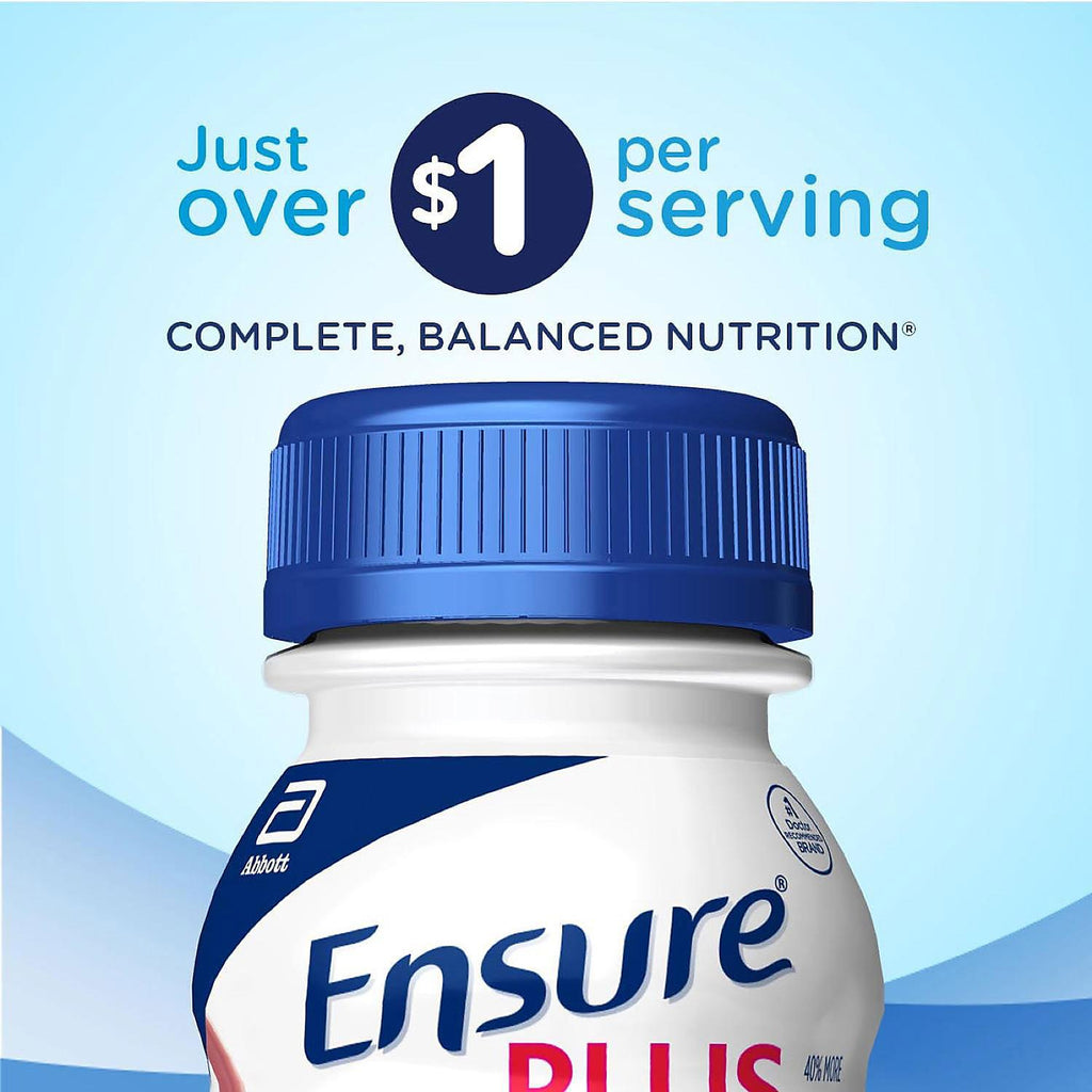 Ensure Plus Nutrition Shake with 13 grams of high-quality protein, Meal Replacement Shakes, Strawberry (8 fl. oz., 24 ct.)