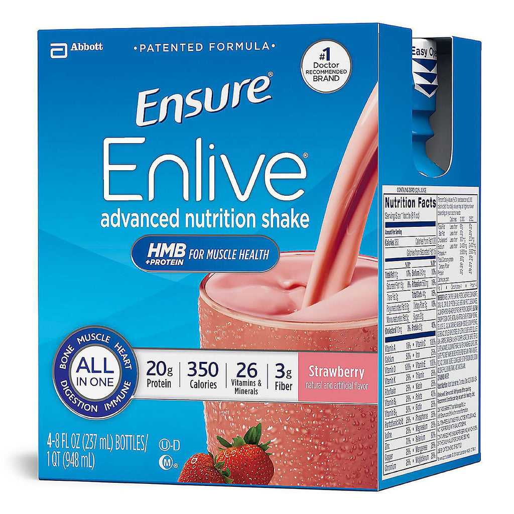 Ensure Enlive Advanced Nutrition Strawberry Meal Replacement Shakes with 20g of Protein (8 fl. oz., 16 ct.)