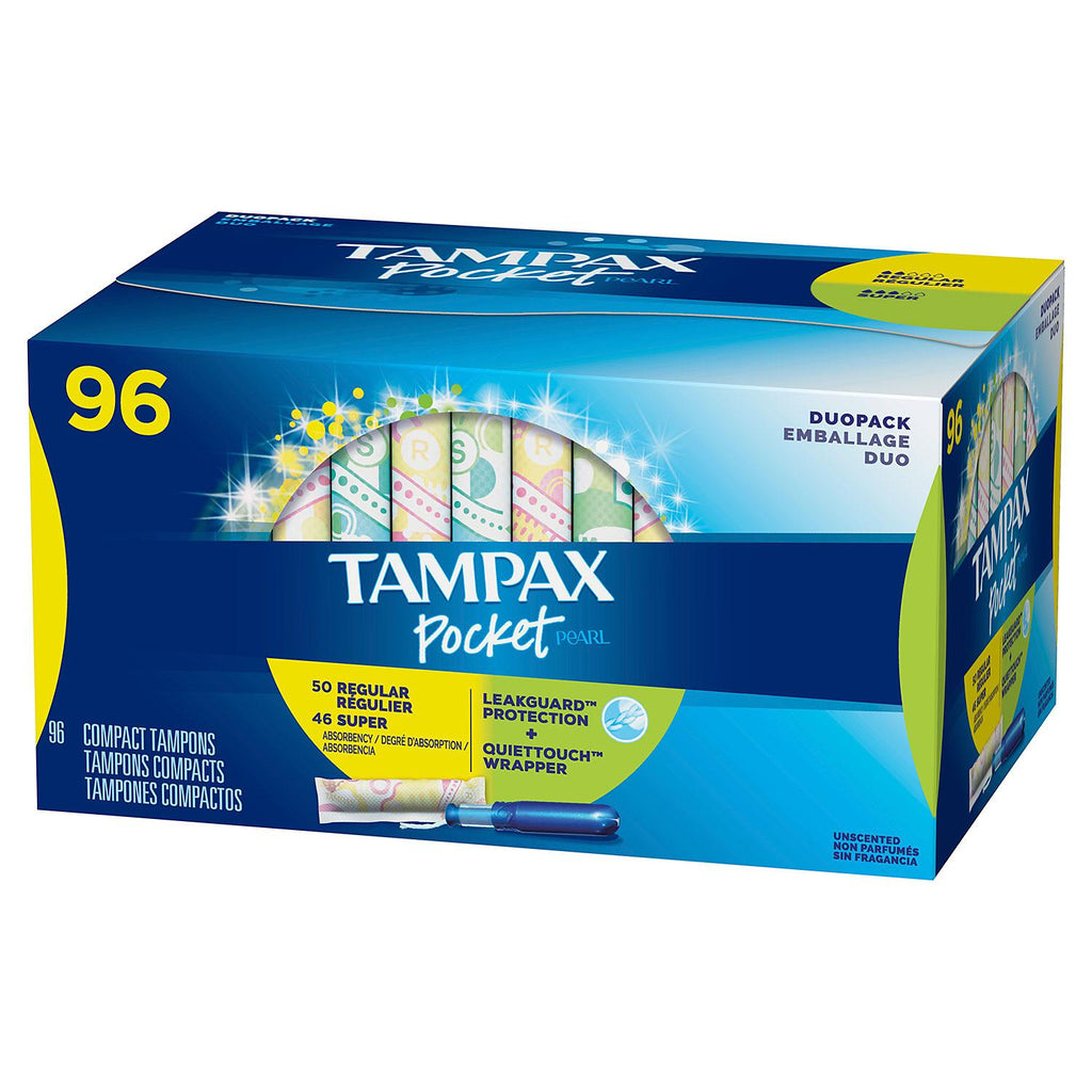 Tampax Duopack Pocket Pearl Tampons, Unscented (96 ct.)