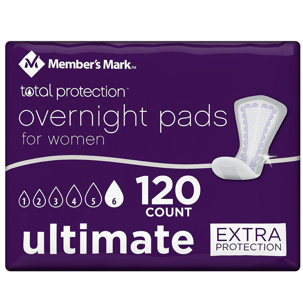 Member's Mark Total Protection Overnight Pad for Women (120 ct.)