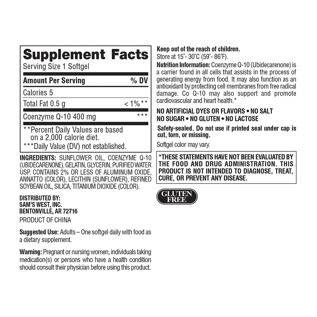 Co Q-10 400mg Dietary Supplement (90 ct.)