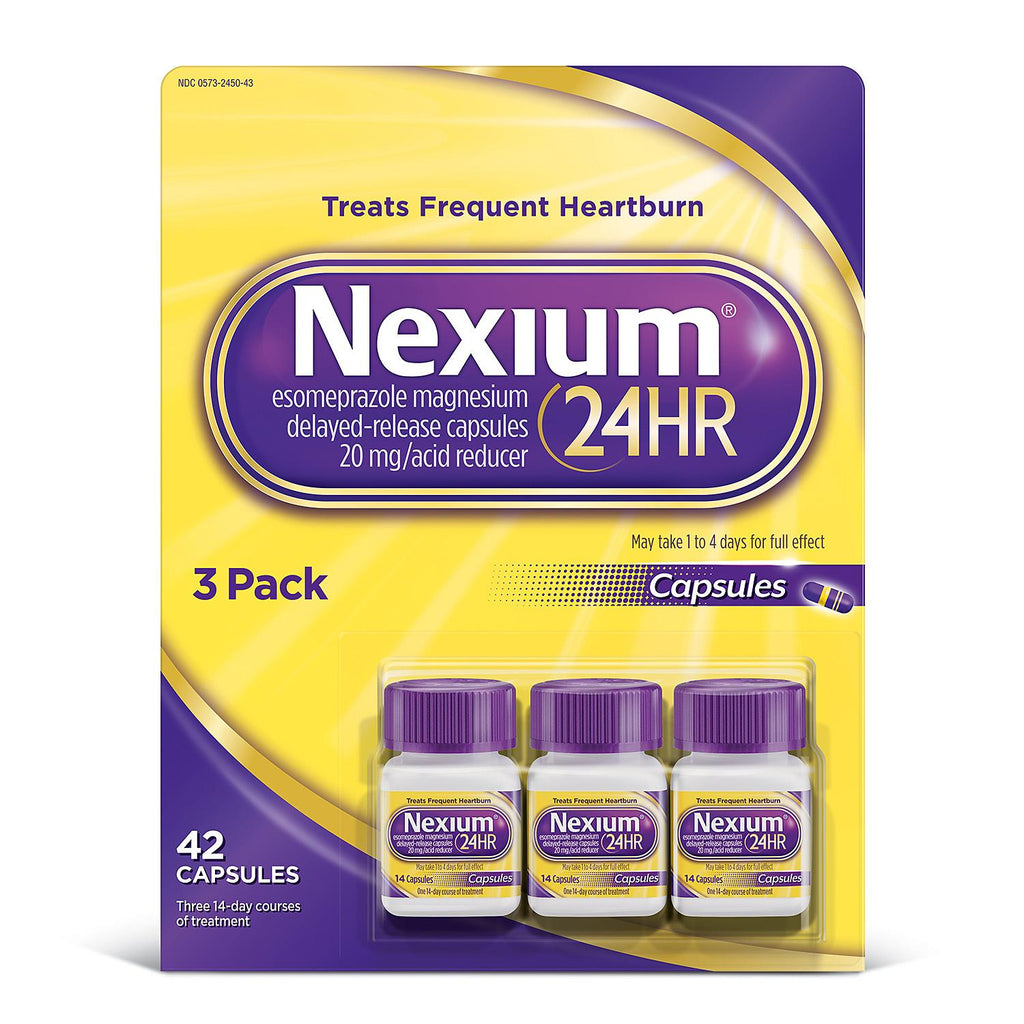 Nexium 24HR Delayed Release Acid Reducer 20mg. (42 Capsules)