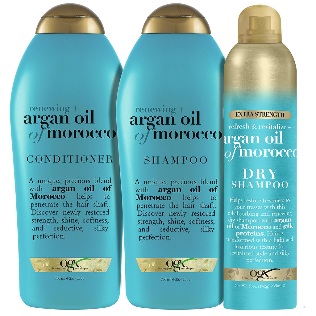 OGX Renewing + Argan Oil of Morocco Shampoo, Conditioner and Dry Shampoo Bundle