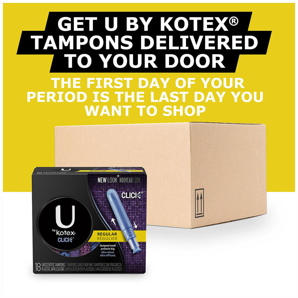 U by Kotex Click Compact Tampons, Regular Absorbency, Unscented (2pk, 50 ct)