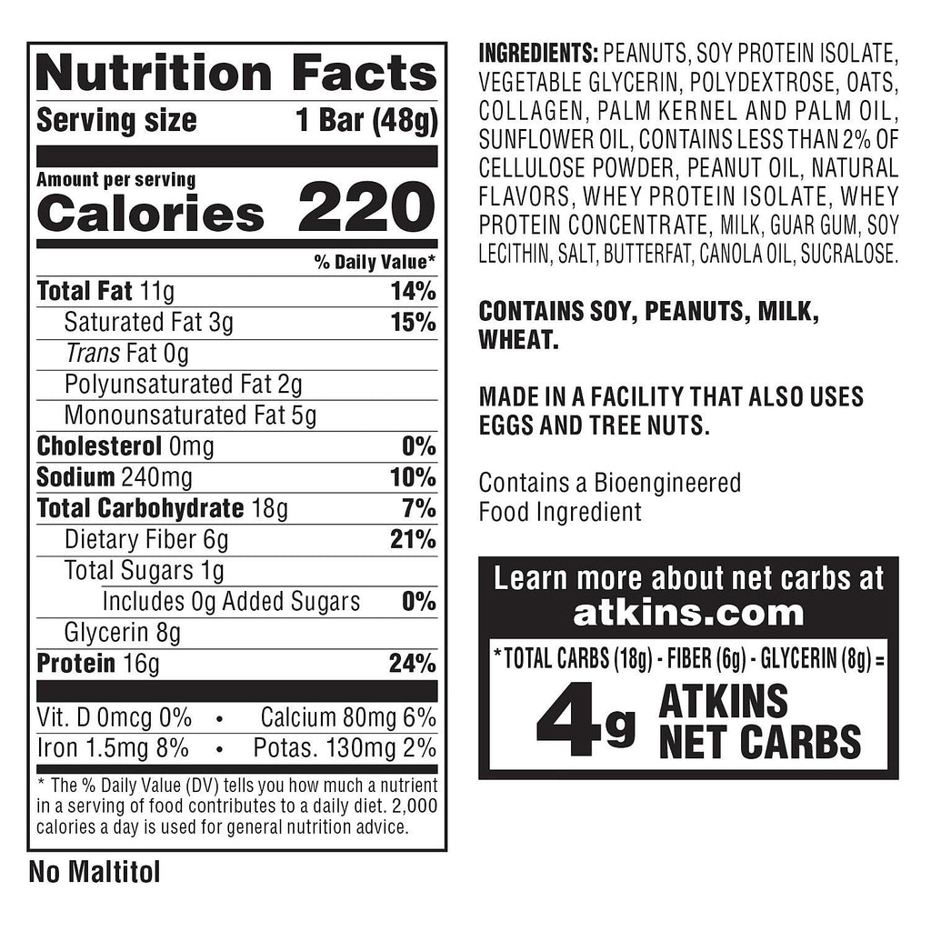 Atkins Protein-Rich Meal Bar, Peanut Butter Granola, Keto Friendly (16 ct.)