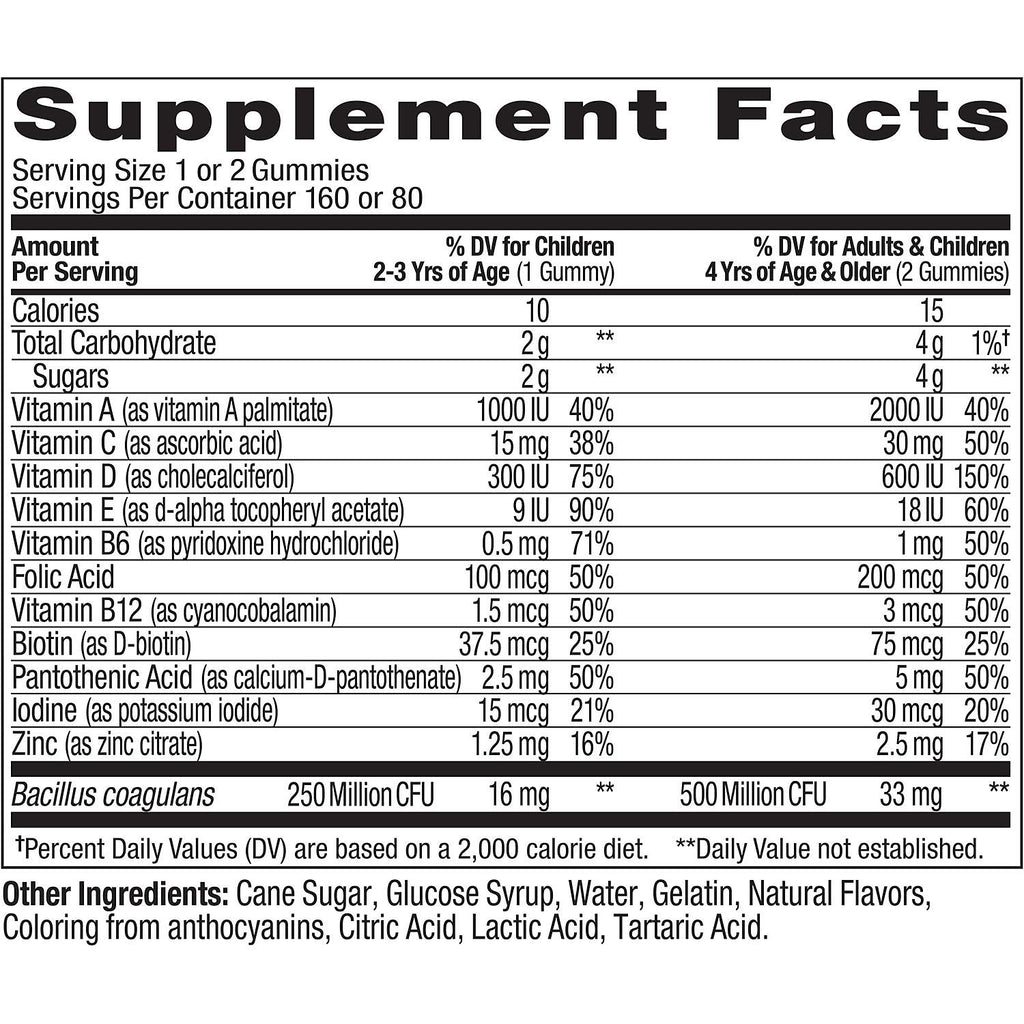 Olly Kids Multi + Probiotic Yum Berry Punch Vitamin Gummies (160 ct.)