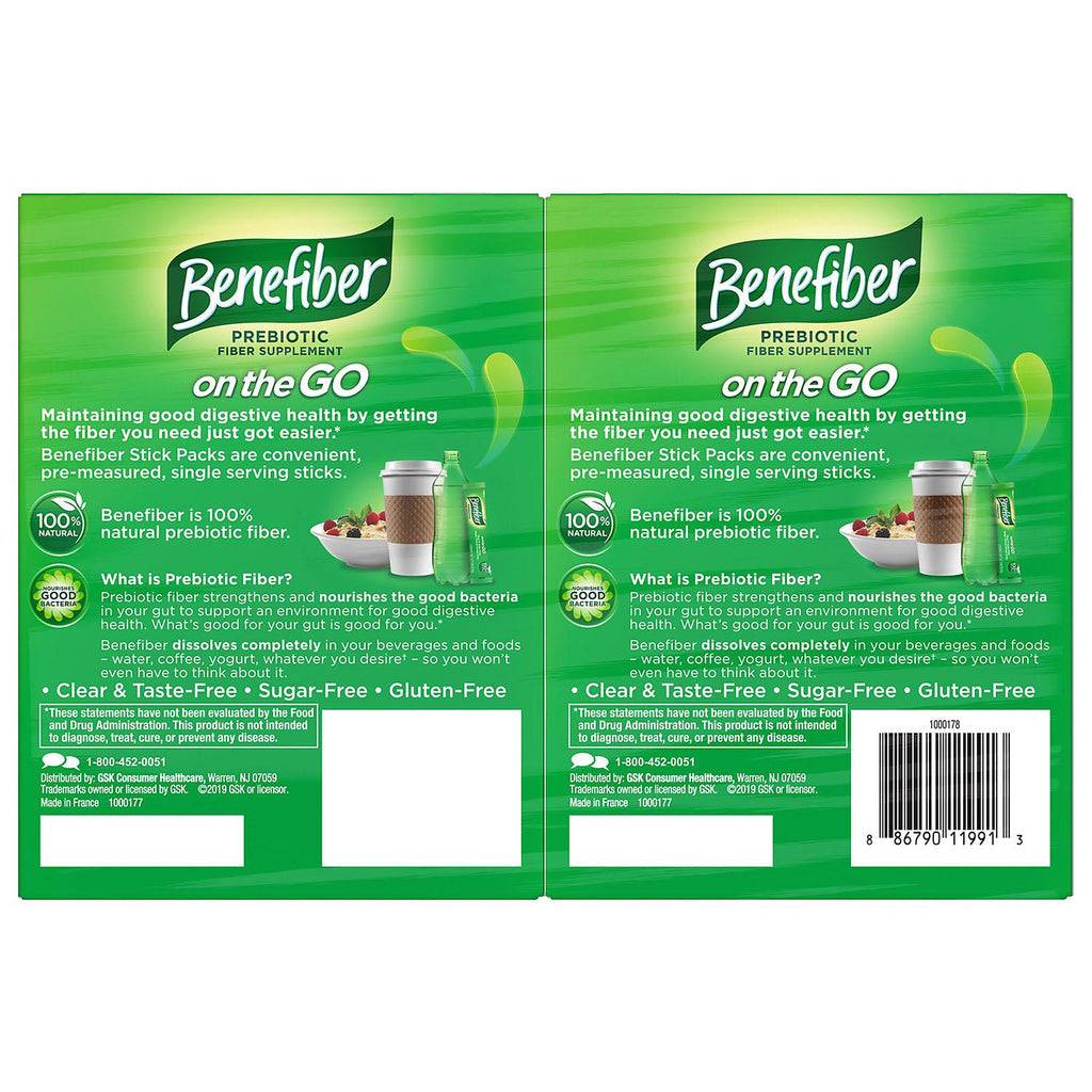 Benefiber On The Go Fiber Supplement Stick Twin Pack (72 ct.)