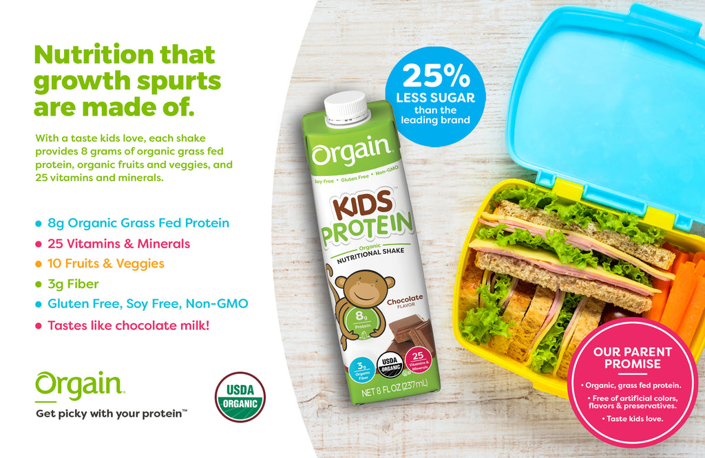 Orgain USDA Organic Kids Nutritional Protein Shake 8 fl oz, 24-Count Chocolate
