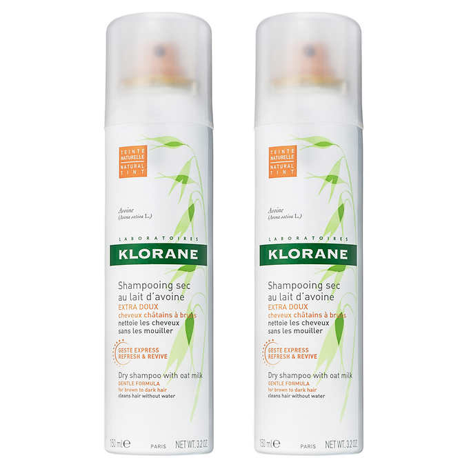 Klorane Dry Shampoo With Oat Milk Natural Tint 3.2 fl oz, 2-Pack