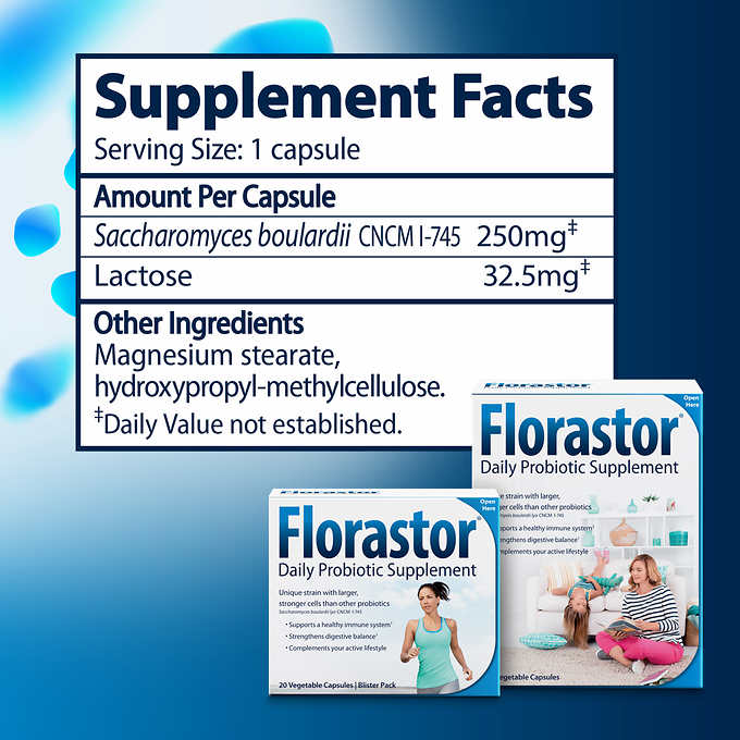 Florastor Daily Probiotic 250 mg., 120 Capsules