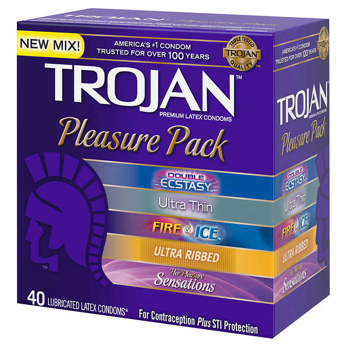 TROJAN Pleasure Pack Assorted Condoms, 40-count