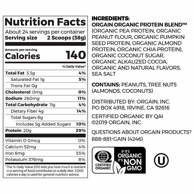 Orgain USDA Organic Simple Plant Protein Powder, Peanut Butter Cup