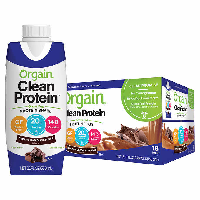 Orgain Clean Protein Chocolate Shake (18 ct, 11 fl oz)