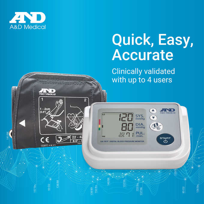 A&D Medical Upper Arm Blood Pressure Monitor with Wide Range Cuff