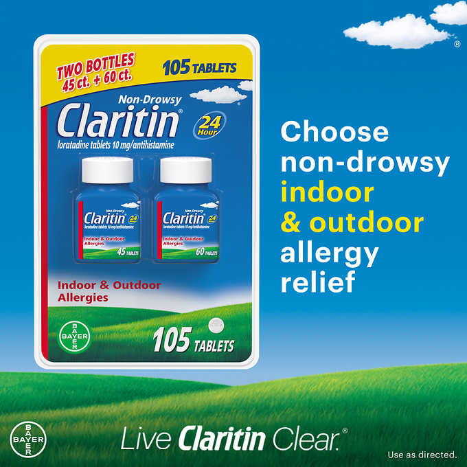 Claritin 10 mg. 24 Hour Non-Drowsy Antihistamine (105 Tablets)